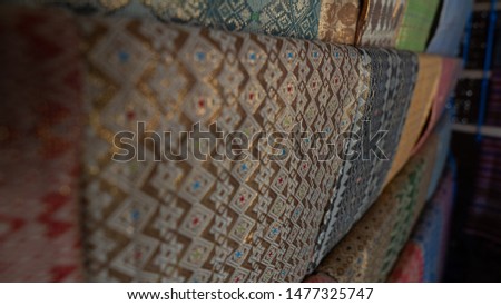 the basic material of clothes with motifs from the ethnic Lombok culture Royalty-Free Stock Photo #1477325747