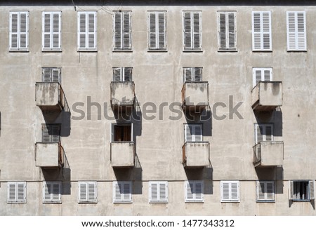Symmetric balconies in a building . Zadar,Croatia
