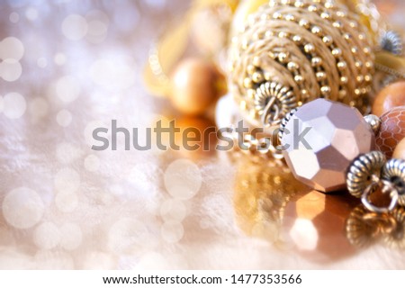 abstract new year background with xmas decoration, light glare and copy space