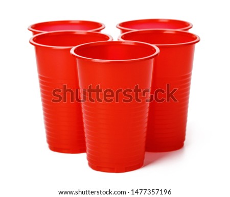 Colored disposable cups for drinks isolated on white