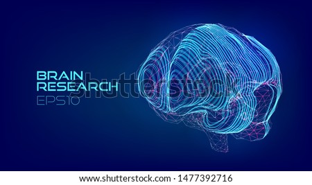 Brain scanning medical hologram. Cyberpunk biotechnology virtual data