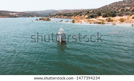 submerged ayios Nikolaos church in kouris dam, Alassa, cyprus  Royalty-Free Stock Photo #1477394234