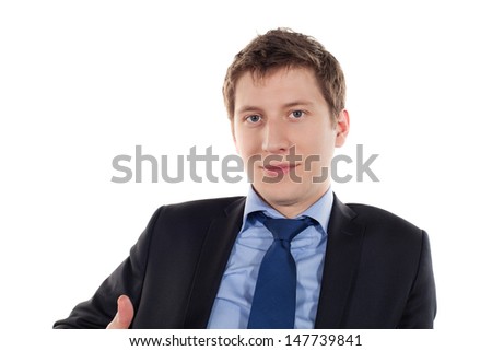 portrait of a young stylish businessman on a white background
