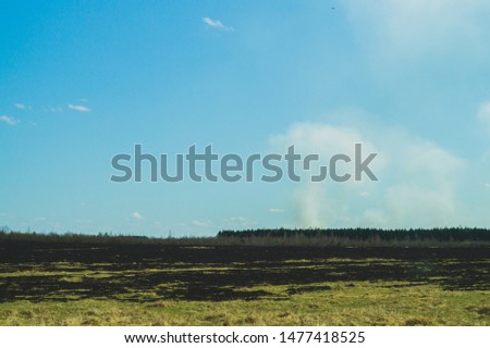 Wide field and the sky nature landscape background. horizon line