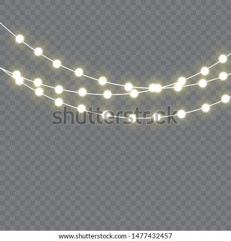 Christmas lights isolated realistic design elements. Glowing lights for Xmas Holiday.Led neon lamp