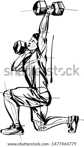 The Athlete doing exercise with dumbbell 