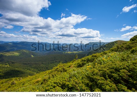Beautiful mountain landscape under the bright blue sky