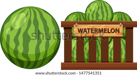 Basket full of watermelons on white background illustration