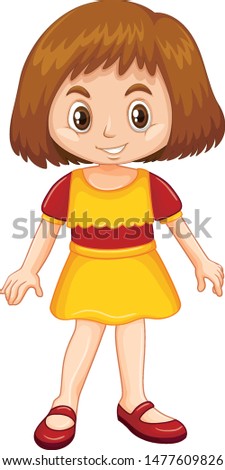 Girl with happy smile on white background illustration