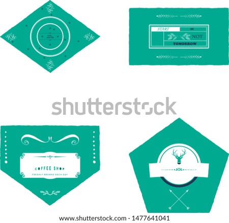 Retro Vintage Insignias or Logotypes set with elements and ribbons. Vector design elements, business signs, logos, identity, labels, badges and objects. Vector.