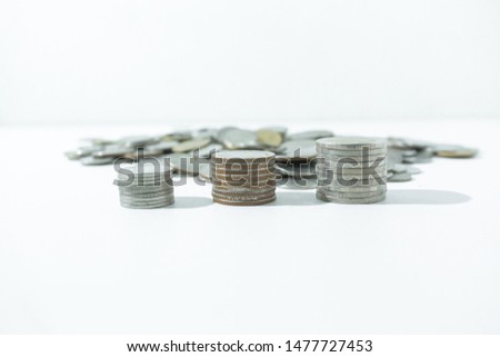 Coin pile on white background