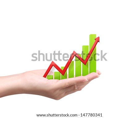 Graph in hand on a white  backgrounds