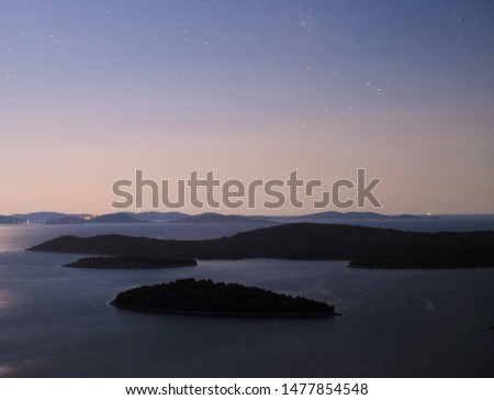 landscape at night with many islands