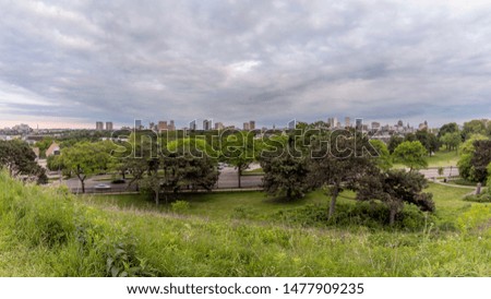 A Fisheye View of Milwaukee from Kilbourn Park during a Summer Evening