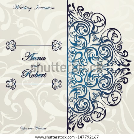 Stylish Invitation card with Round Lace design