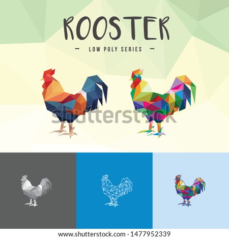 ROOSTER ANIMALS LOW POLY LOGO ICON SYMBOL SET. TRIANGLE GEOMETRIC POLYGON