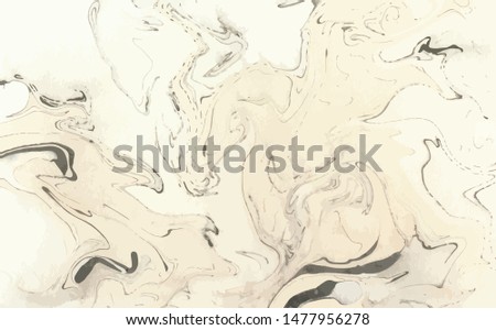 Abstract vetor marble background. Ochre and black colors. Ink marble texture. Marble effect painting.  Mixed acrylic paints. Contemporary art.