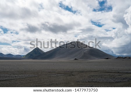 Beautiful scenic panorama of colorful volcanic mountains in Landmannalaugar National Park, Iceland