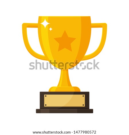 Winner's trophy icon. The golden trophy vector is a symbol of victory in a sports event. Royalty-Free Stock Photo #1477980572