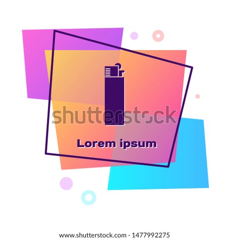 Purple Lighter icon isolated on white background. Color rectangle button. Vector Illustration