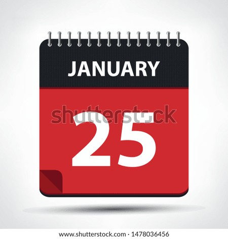 January 25 - Calendar Icon - Calendar design template - Business vector illustration.