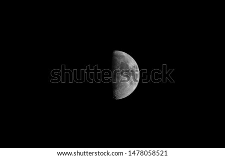 Half moon during the night