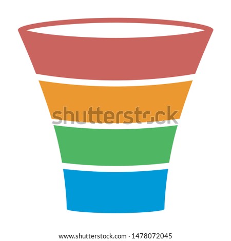 Sales lead funnel process colorful diagram flat vector icon for business apps and websites