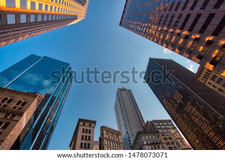 Boston downtown financial district and city skyline