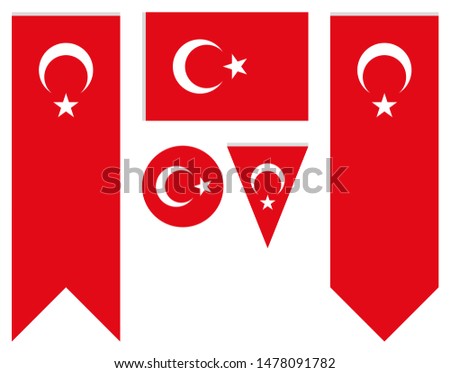 The official flag of the Republic of Turkey. Made to original specifications in both size and color. Turkish flag set. Standard Turkish Flag dimensions vector. Royalty-Free Stock Photo #1478091782