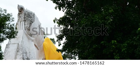 lying white buddha statue at Wat Khun Inthapramun, Ang Thong Province, Thailand