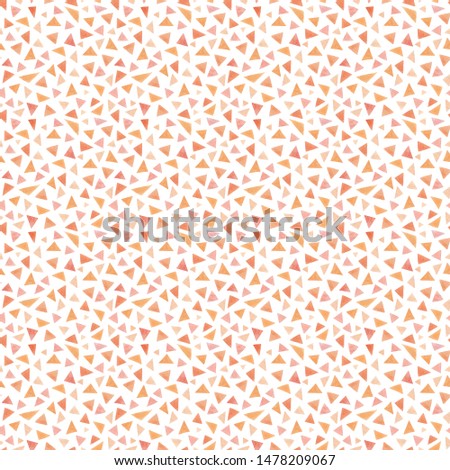 Watercolor small triangles seamless pattern on a white background. Hand illustration orange geometry. For the design of textiles, stationery, postcards and invitations.