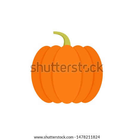 Pumpkin icon. Vector. Autumn Halloween or Thanksgiving pumpkin symbol. Flat desighn. Orange squash silhouette isolated on white background. Cartoon colorfull illustration.
