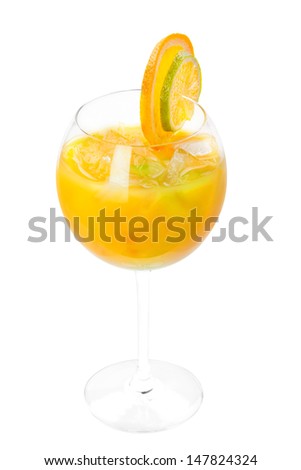 Cold alcoholic cocktail on the white background 