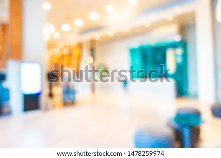 Abstract blur and defocus lobby decoration in hotel for background