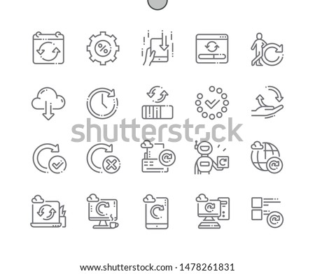 Automatic updates Well-crafted Pixel Perfect Vector Thin Line Icons 30 2x Grid for Web Graphics and Apps. Simple Minimal Pictogram Royalty-Free Stock Photo #1478261831
