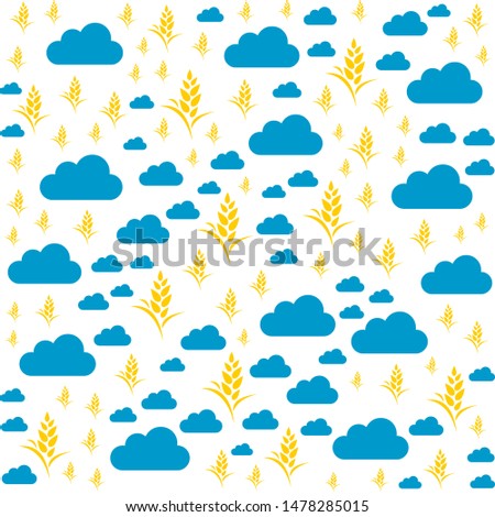 Background from wheat and clouds. Vector Illustration for design.