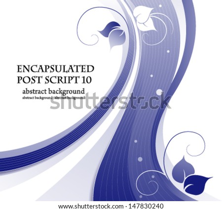 Abstract blue background with leaves and place for text 