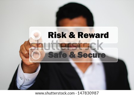 Male Professional Choosing risk and reward against safe and Secure Option