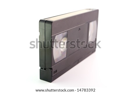 Old VHS tape isolated on white background