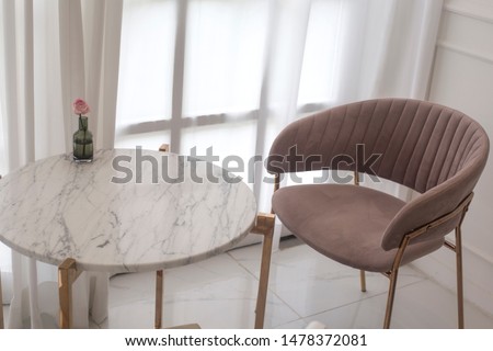 antique round marble and metal table and chair Royalty-Free Stock Photo #1478372081