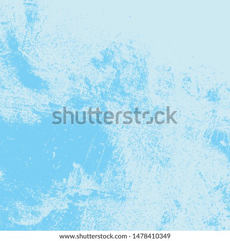 Brushed blue paint cover. Empty aging design element. Grunge rough dirty background. Overlay aged grainy messy template. Distress urban used texture. Renovate wall frame grimy backdrop. EPS10 vector