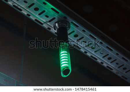 LED green parking light, internal utilities during building construction