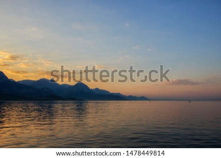 Seascape at sunset on the Mediterranean Sea