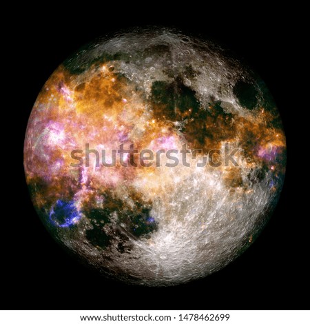 Fantastic view of moon. Solar system. Billions of galaxies in the universe. Elements of this image furnished by NASA Royalty-Free Stock Photo #1478462699