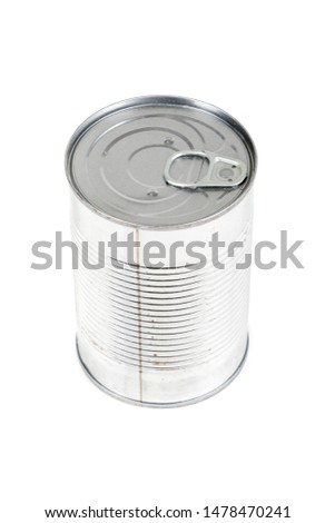 A metal food tin isolated on a white background