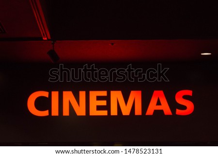 Cinema sign upon entering the movie theater. 