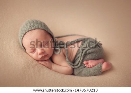 Sleeping newborn baby boy 10 day old Royalty-Free Stock Photo #1478570213