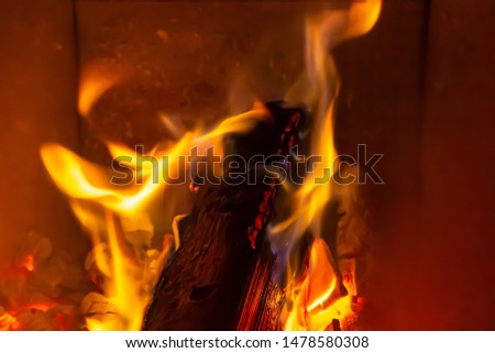 Burning wood in a fireplace 2