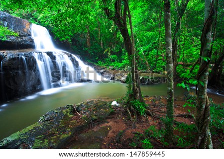 Deep forest waterfall pang sida national park sa kaeo province asia thailand