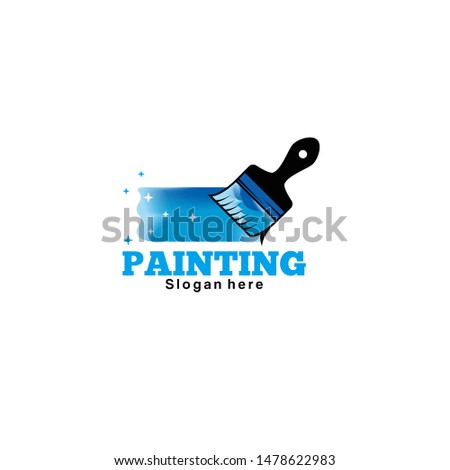paint logo, House painting service, decor and repair multicolor icon. Vector logo, label, emblem design. Concept for home decoration, building, house construction and staining.